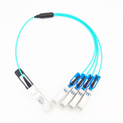 Câble à fibres optiques actif d'évasion de parallèle 100G QSFP28 à la fan AOC de 4x25G SFP28