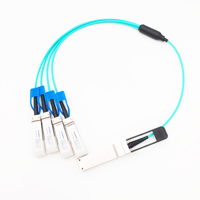Câble à fibres optiques actif d'évasion de parallèle 100G QSFP28 à la fan AOC de 4x25G SFP28